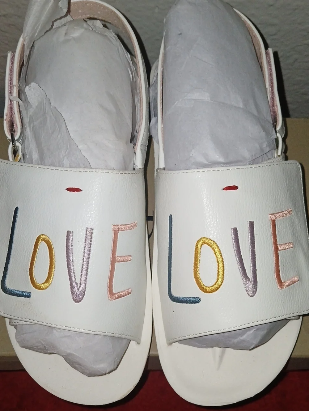 Kids White 'LOVE' Slide Sandals